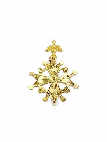Pendentif Croix huguenote - Pendentif en or rose 18 carats avec Saint-Esprit 58 Facettes