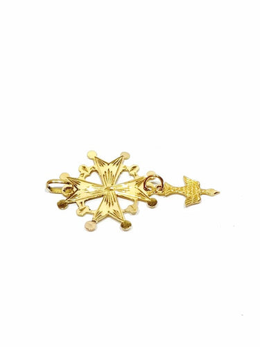 Pendentif Croix huguenote - Pendentif en or rose 18 carats avec Saint-Esprit 58 Facettes