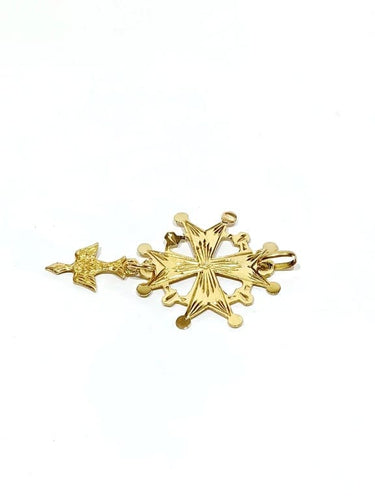 Pendentif Croix huguenote - Pendentif en or rose 18 carats avec Saint-Esprit 58 Facettes