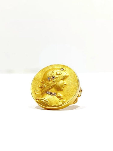 Accessoire Émile Vernier - Bouton de plastron Art nouveau en or jaune et diamants 58 Facettes