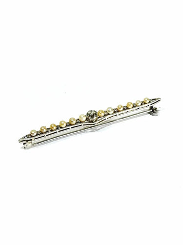 Broche Broche en or blanc 18 carats, diamants et perles 58 Facettes