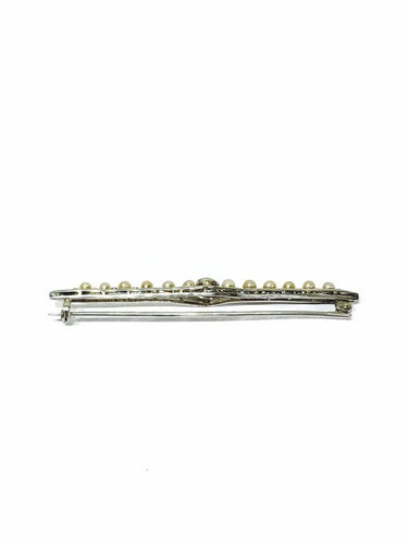 Broche Broche en or blanc 18 carats, diamants et perles 58 Facettes