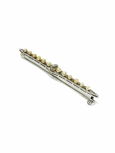 Broche Broche en or blanc 18 carats, diamants et perles 58 Facettes
