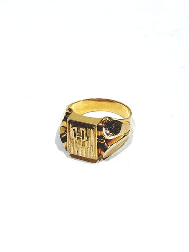 Bague 50.5 Bague chevalière monogrammée H en or rose 18 carats 58 Facettes 949551