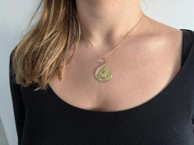 Pendentif Médaille Saint Antoine - Pendentif en or rose et or jaune 18 ct 58 Facettes