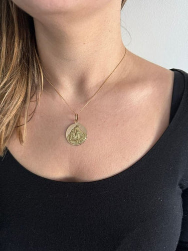 Pendentif Médaille Saint Antoine - Pendentif en or rose et or jaune 18 ct 58 Facettes