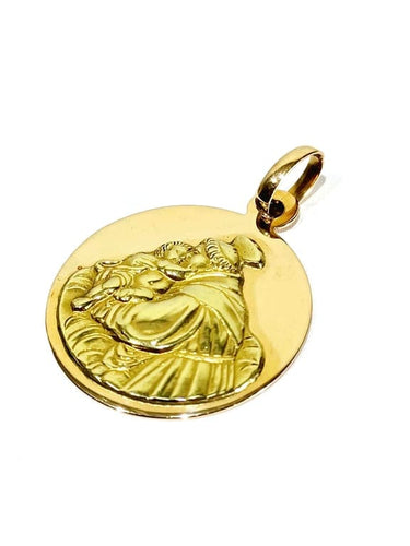 Pendentif Médaille Saint Antoine - Pendentif en or rose et or jaune 18 ct 58 Facettes