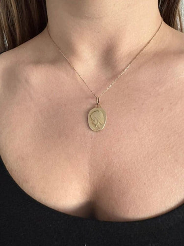 Pendentif Médaille de baptême Christ en or jaune 18 carats 58 Facettes