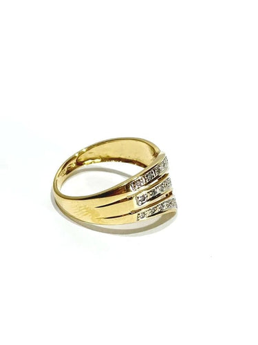 Bague 51 Bague en or jaune 18 carats et diamants taille brillant 58 Facettes