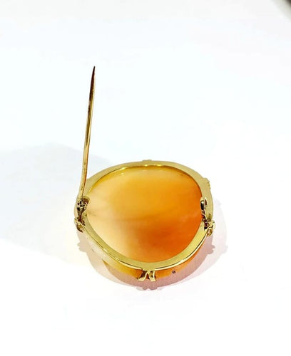 Broche Broche camée coquillage en or jaune 18 carats 58 Facettes