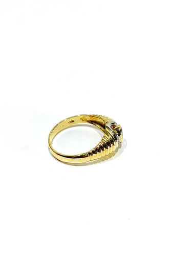 Bague 54.5 Bague en or jaune 18 carats avec diamants et saphir 58 Facettes