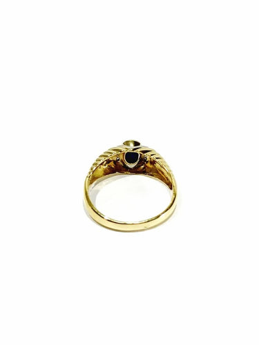 Bague 54.5 Bague en or jaune 18 carats avec diamants et saphir 58 Facettes