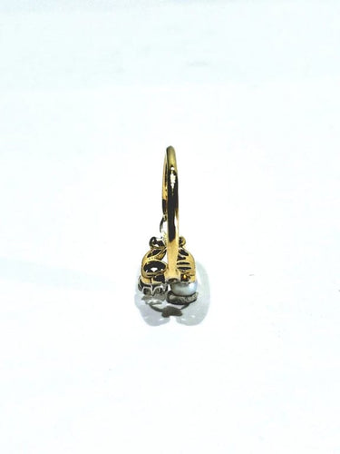 Bague 59 Bague Art nouveau en or jaune et blanc 18 carats, diamants et perle 58 Facettes