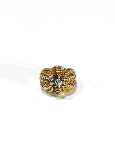 Bague 51 Bague Art nouveau en or jaune 18 carats et diamant 58 Facettes