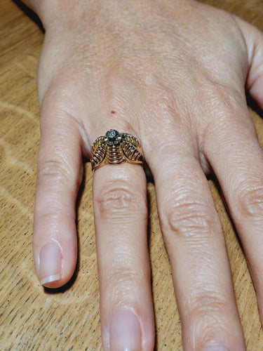 Bague 51 Bague Art nouveau en or jaune 18 carats et diamant 58 Facettes