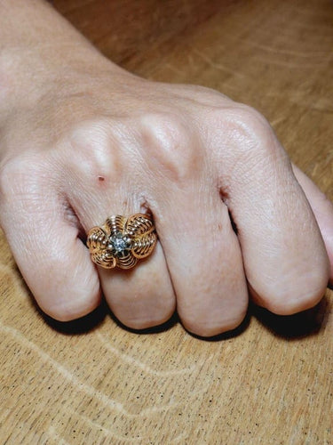 Bague 51 Bague Art nouveau en or jaune 18 carats et diamant 58 Facettes
