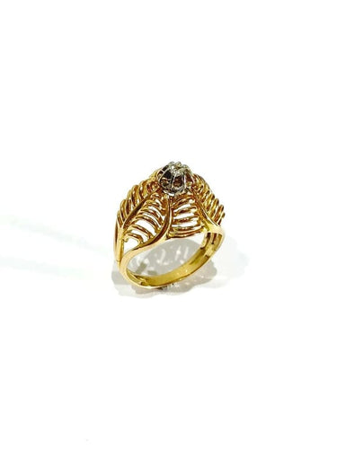Bague 51 Bague Art nouveau en or jaune 18 carats et diamant 58 Facettes