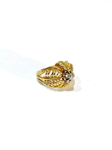 Bague 51 Bague Art nouveau en or jaune 18 carats et diamant 58 Facettes