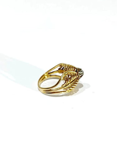 Bague 51 Bague Art nouveau en or jaune 18 carats et diamant 58 Facettes