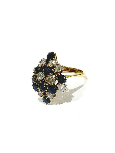 Bague 56.5 Bague poire en or jaune 18 carats, diamants et saphirs 58 Facettes