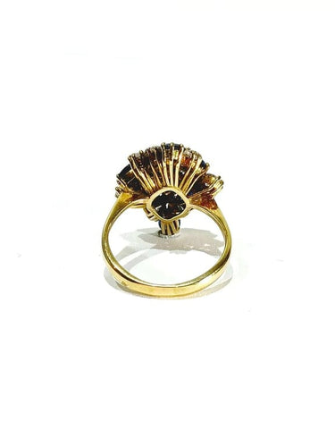 Bague 56.5 Bague poire en or jaune 18 carats, diamants et saphirs 58 Facettes