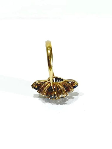 Bague 56.5 Bague poire en or jaune 18 carats, diamants et saphirs 58 Facettes