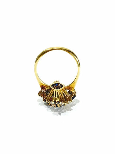 Bague 56.5 Bague poire en or jaune 18 carats, diamants et saphirs 58 Facettes