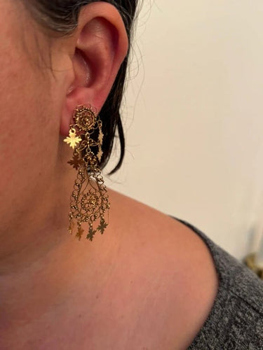 Boucles d'oreilles Boucles d’oreilles pendantes Méditerranéenne en or rose 18 carats 58 Facettes