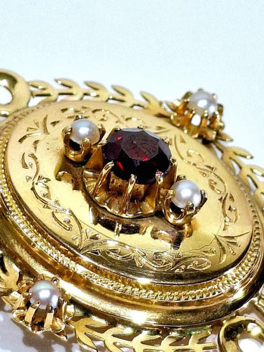 Pendentif Napoléon III - Médaillon broche en or rose 18 carats 58 Facettes