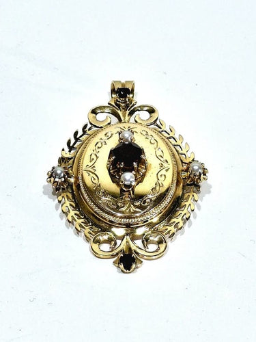Pendentif Napoléon III - Médaillon broche en or rose 18 carats 58 Facettes