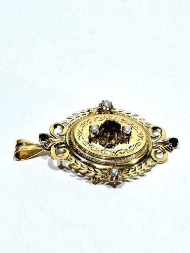 Pendentif Napoléon III - Médaillon broche en or rose 18 carats 58 Facettes