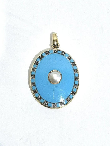 Pendentif Pendentif photo en or jaune 18 carats, émail et diamants 58 Facettes