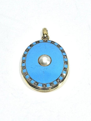 Pendentif Pendentif photo en or jaune 18 carats, émail et diamants 58 Facettes