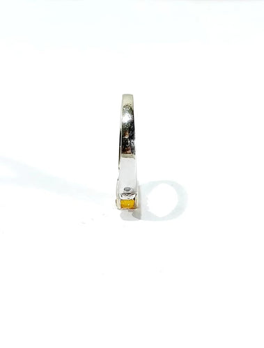 Bague 57 Bague en or blanc 18 carats avec citrine et diamants 58 Facettes