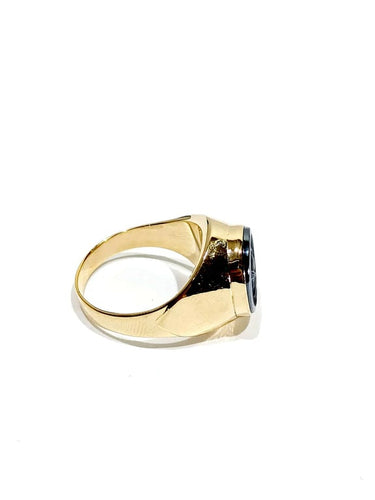 Bague 61 Bague intaille en or jaune 18 carats et hématite 58 Facettes