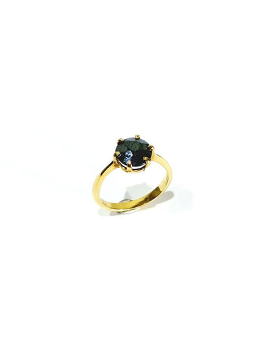 Bague 47 Bague en or jaune 18 carats et hématite 58 Facettes