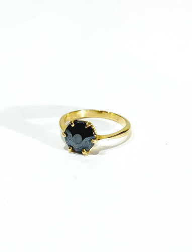 Bague 47 Bague en or jaune 18 carats et hématite 58 Facettes