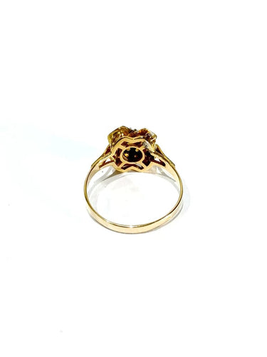 Bague 61.5 Bague Art nouveau fleur en or rose 18 carats et diamant 58 Facettes