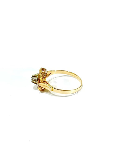 Bague 61.5 Bague Art nouveau fleur en or rose 18 carats et diamant 58 Facettes