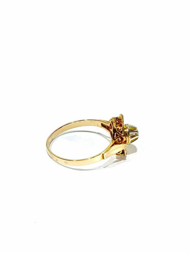Bague 61.5 Bague Art nouveau fleur en or rose 18 carats et diamant 58 Facettes