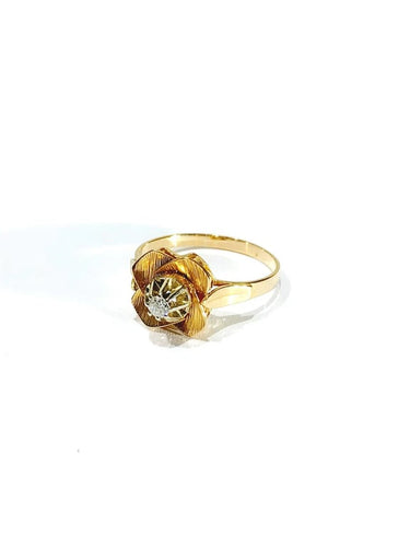 Bague 61.5 Bague Art nouveau fleur en or rose 18 carats et diamant 58 Facettes