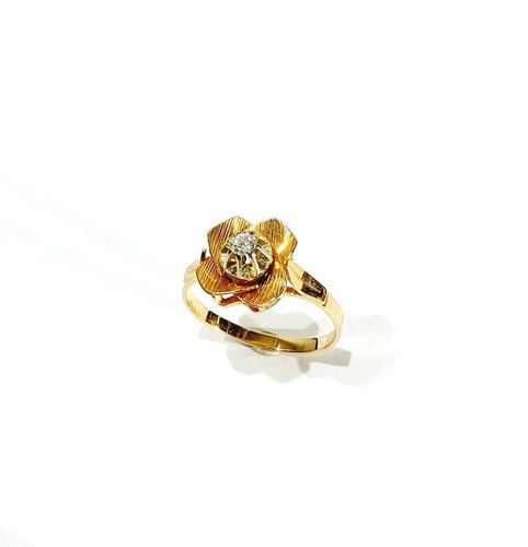 Bague 61.5 Bague Art nouveau fleur en or rose 18 carats et diamant 58 Facettes