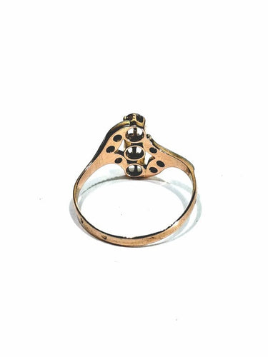 Bague 56.5 Bague Napoléon III en or rose et blanc 18 carats et diamants 58 Facettes