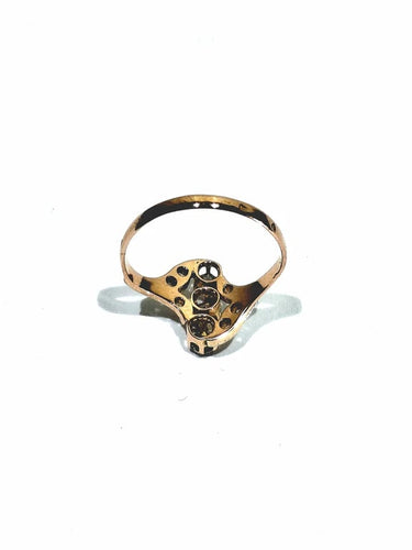 Bague 56.5 Bague Napoléon III en or rose et blanc 18 carats et diamants 58 Facettes