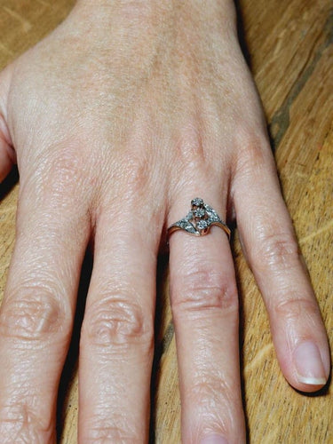 Bague 56.5 Bague Napoléon III en or rose et blanc 18 carats et diamants 58 Facettes