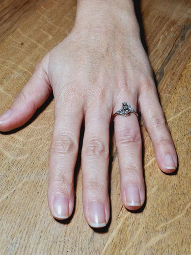 Bague 56.5 Bague Napoléon III en or rose et blanc 18 carats et diamants 58 Facettes