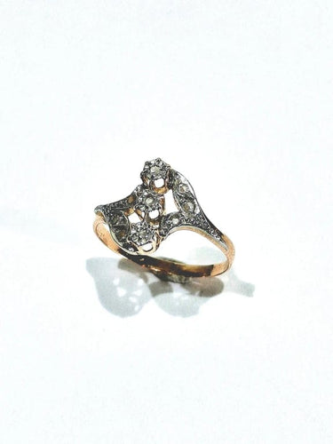 Bague 56.5 Bague Napoléon III en or rose et blanc 18 carats et diamants 58 Facettes