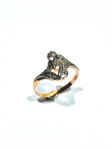 Bague 56.5 Bague Napoléon III en or rose et blanc 18 carats et diamants 58 Facettes