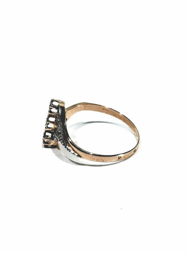 Bague 56.5 Bague Napoléon III en or rose et blanc 18 carats et diamants 58 Facettes