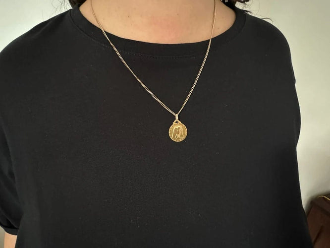 Pendentif Médaille Vierge - Pendentif en or champagne 18 carats 58 Facettes